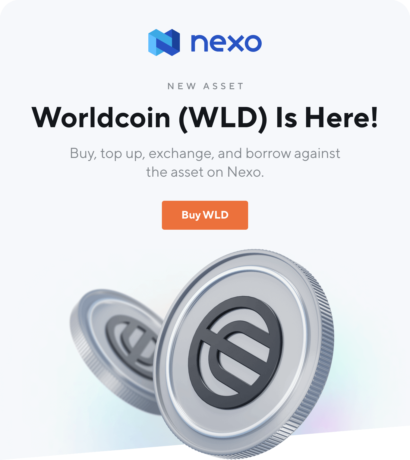 Worldcoin (WLD) is on Nexo!
